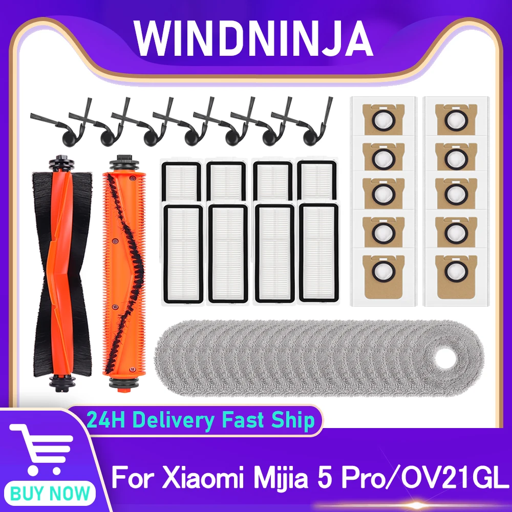 For Xiaomi Robot Vacuum 5 Pro / OV21GL Cleaner Accessories Dust Bag Hepa Filter Side Brush Mop ClothMain Brush Spare Parts