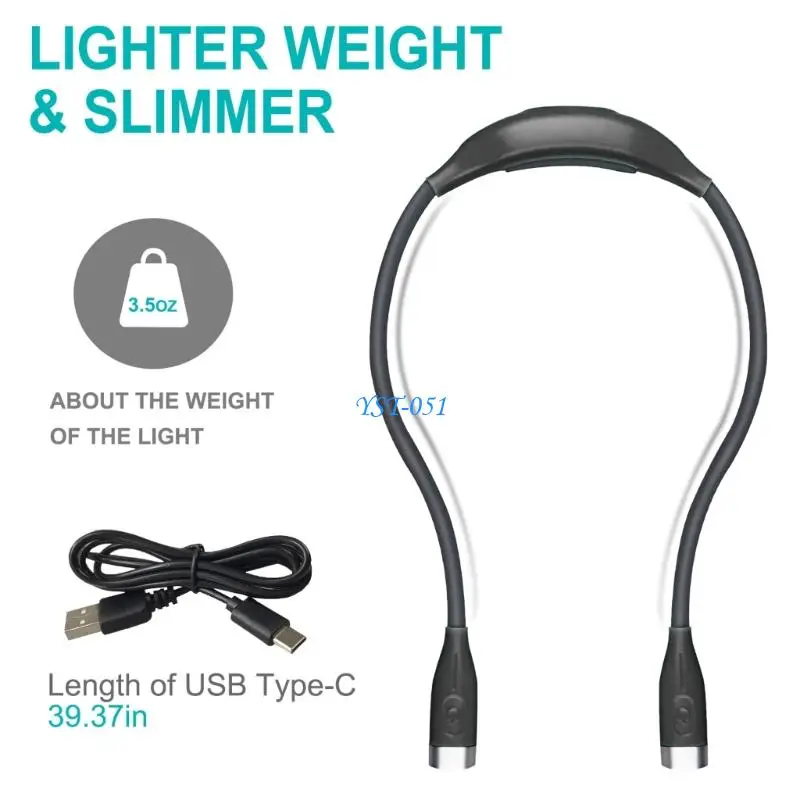 

E15A Rechargeable Neck Reading Light 3 Color Temperatures Adjustable Brightness Ergonomic Design for Bedtime Reading Camping