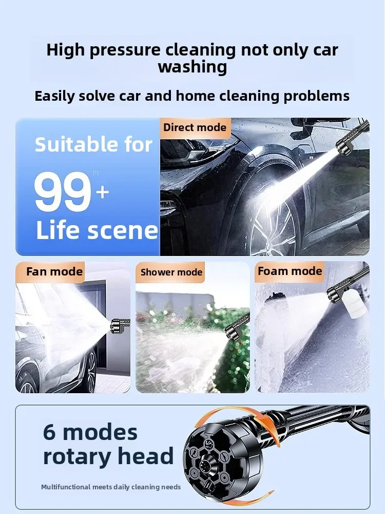 Pistola de água sem escova de alta pressão para lavagem de carro, máquina de lavar carro sem fio doméstica, limpeza de água, alta potência, super boost