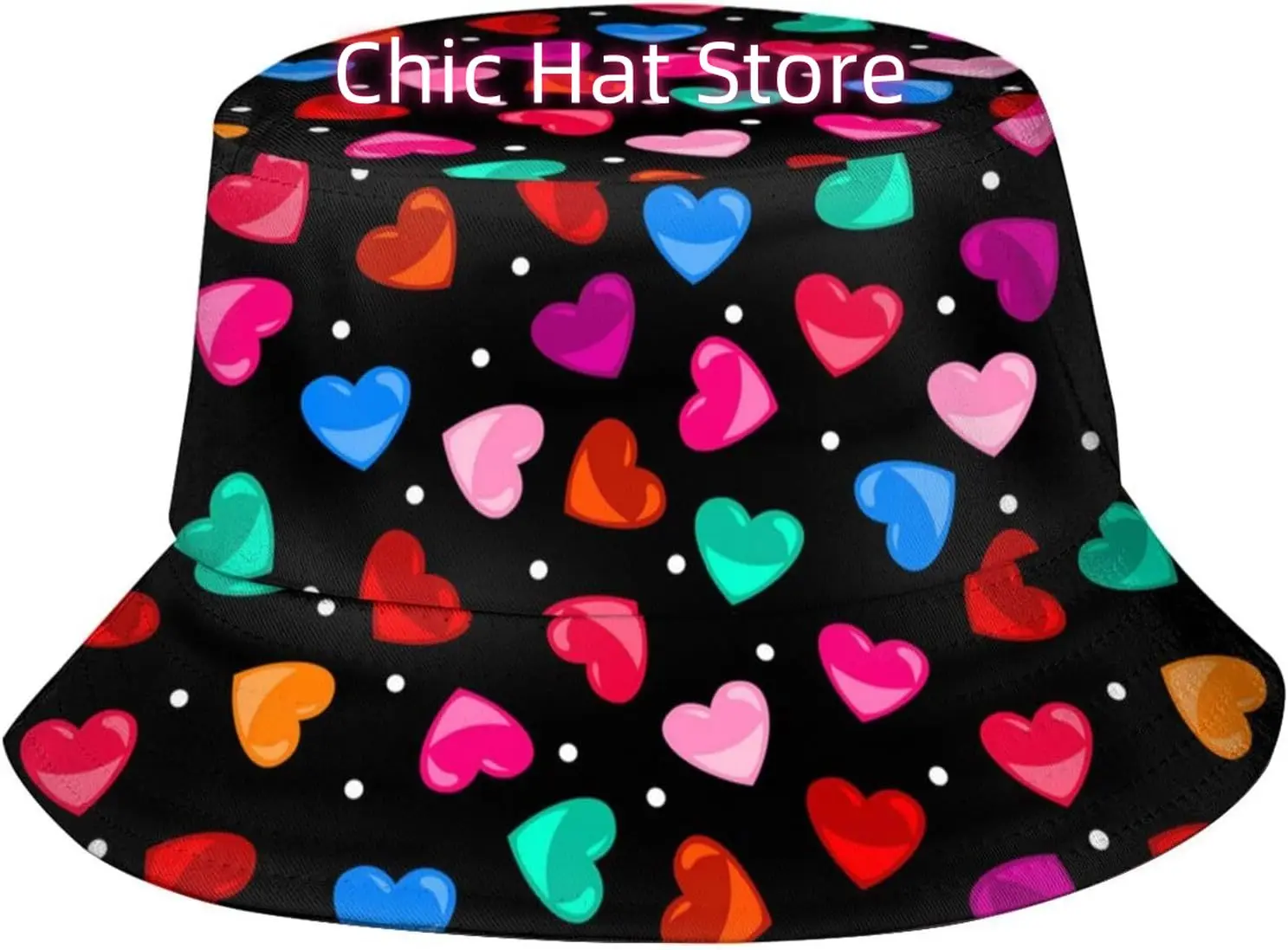 

Valentine's Day Red Hearts Bucket Hats Fashion Sun Cap Packable Outdoor Hearts Fisherman Hat for Women and Men