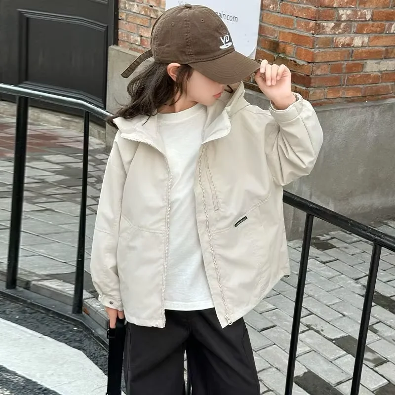 Spring and Autumn Girls' Jacket Fashion 2026 New Style Children's Casual Hooded Coat Kids Teen Storm Trooper