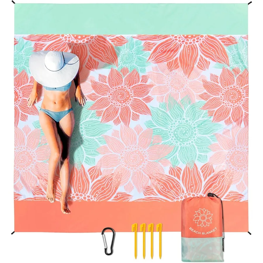 

Beach Blanket Waterproof Sandproof Extra Large Beach Mat 79 X 83 120x108for 18 Adults Quick Drying Durable Outdoor Picnic Mat f