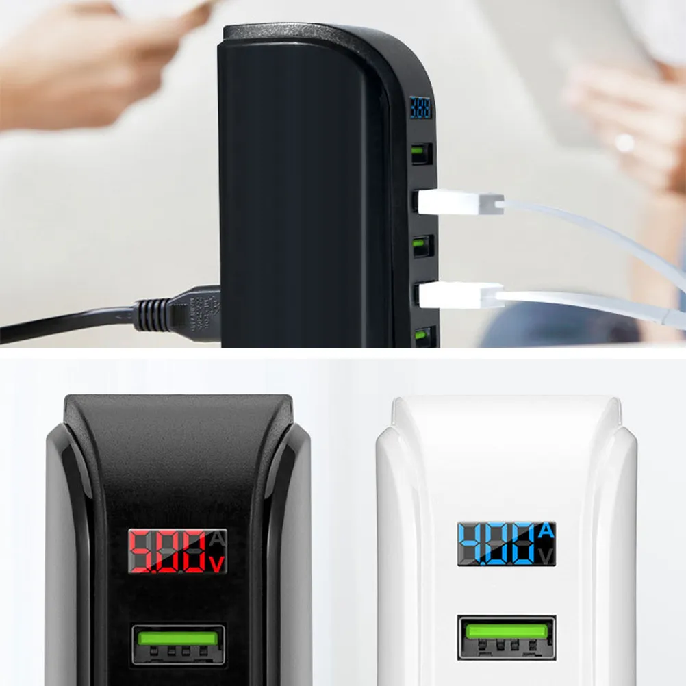1-個の-usb-充電器-5-ディスプレイトラベルウォールアダプター-5v-4a-コンパクトマルチ-usb-ポート充電ステーション米国プラグ黒赤