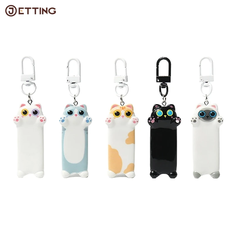 Cartoon Cute Cat Keychain Kawaii Animal Keyring Sweet Resin Key Holder Lovely School Bag Purse Pendant Couple Gifts