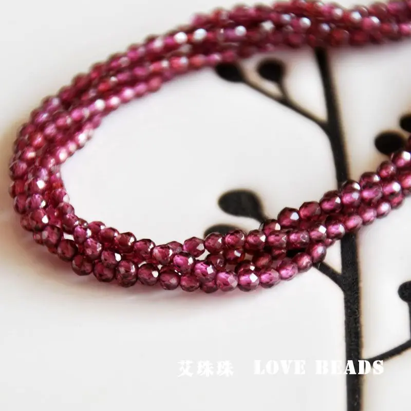 HEJI Half String!!! Natural Brazil Garnet Faceted Cut 2mm/3mm/4mm 7inch/18cm Tiny Seed Beads Jewelry Making DIY For Women