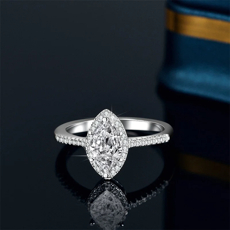 KM186 Lefei Fashion Luxury Trendy Classic White Moissanite Design 1 CT Eye Rings For Charm Women s925 Silver Party Jewelry Gift 6