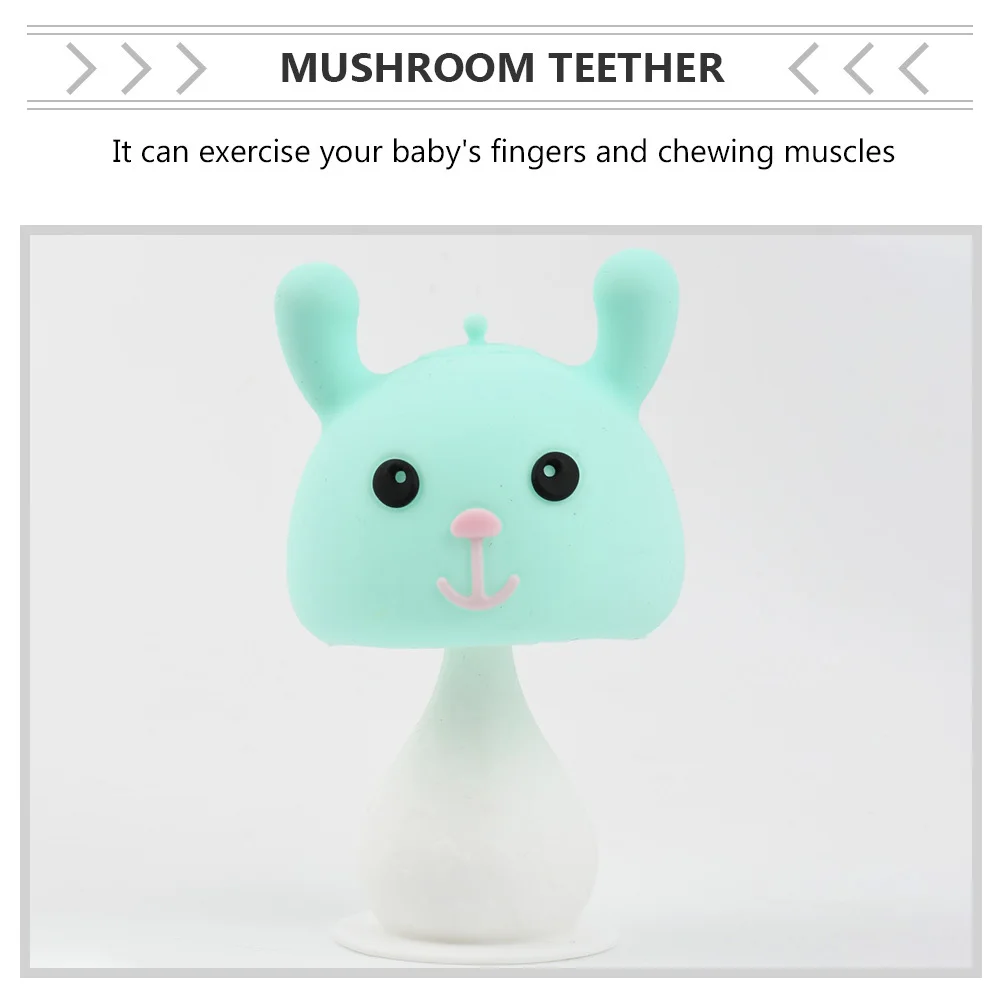 2 قطعة عضاضة الطفل الكرتون الفطر الغذاء الصف سيليكون خفيفة الوزن المحمولة مهدئا مضغ المولي عضاضة تطوير الرضع