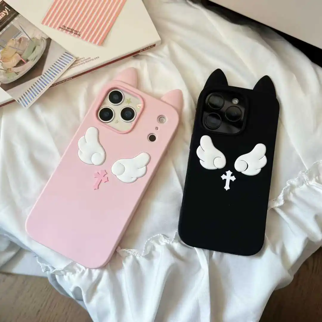 Cartoon Cute Cat Ears Angel Silicone Soft Case for IPhone 17