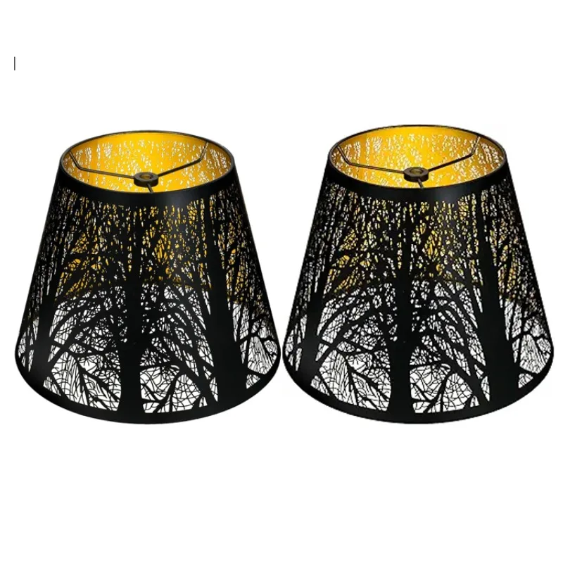 1pc Metal Lampshade Forest Etching Forest Lamp Shade Pattern 6'' Top 10'' Bottom H7.5'' Fits For Table Lamps ,Floor Lamps