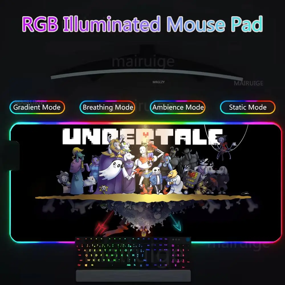 MaiYaCa Undertale Game Mouse Pad Gamer Rgb Desk Mat Back Light Led Mousepad Setup Gaming Accessories Deskmat Big Mousepepad