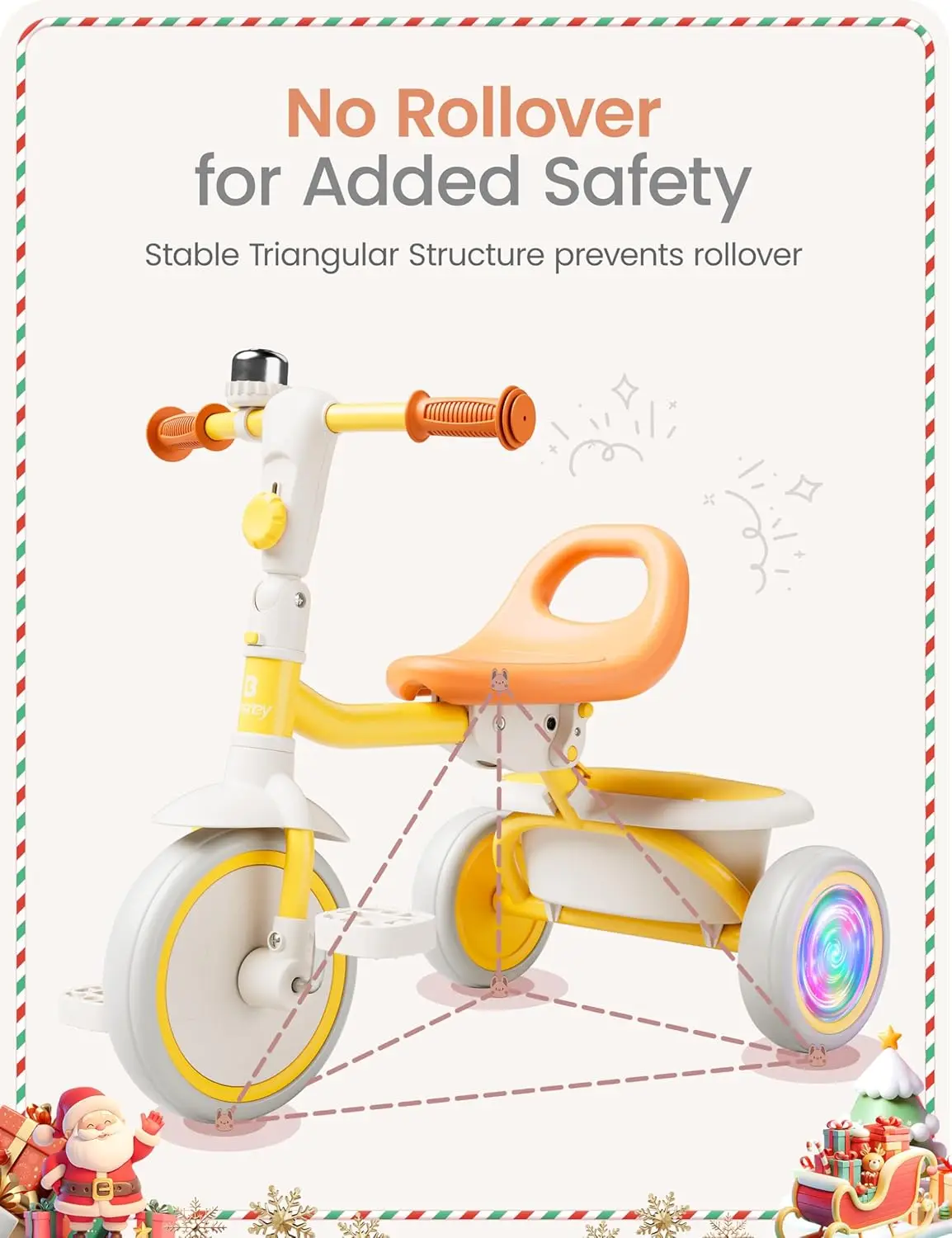 다채로운 조명 유아 삼륜차, 18 개월에서 5 세까지, 벨 달린 유아 자전거, 어린이 삼륜차, 2-5 세용 선물