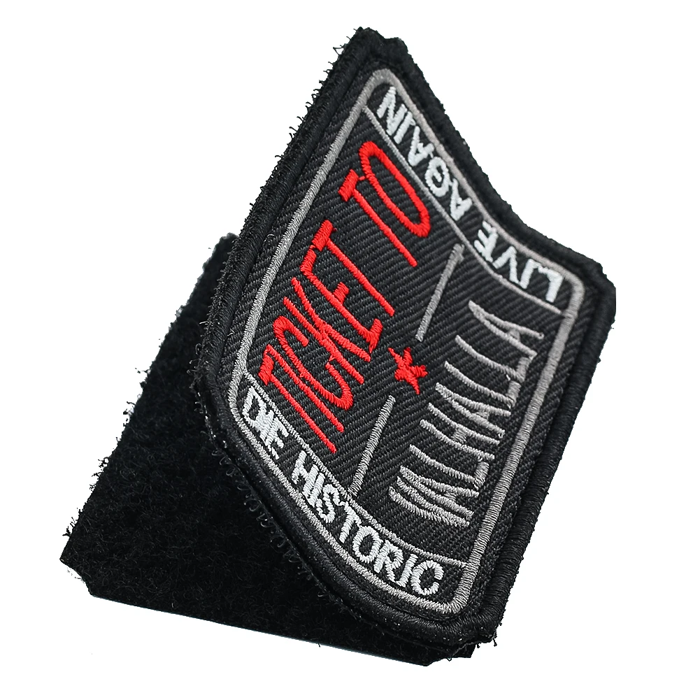 Funny Ticket To Valhalla Admit Patch Hook Fastener Tactical Military Sew on Embroidery Applique Badge Emblem Sewing Supplies