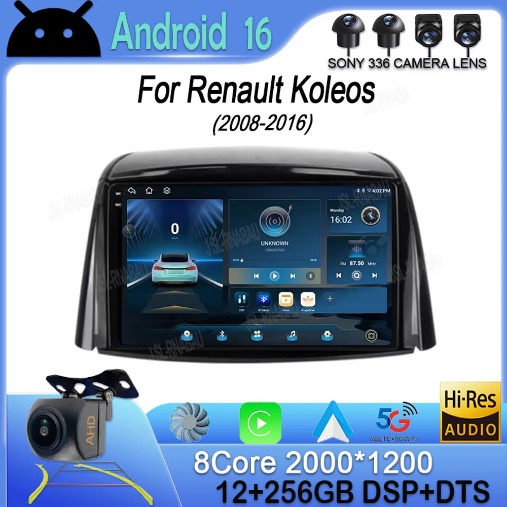 

Android 16 For Renault Koleos 2008 -2016 2K QLED Android Car Radio Multimedia Video Player GPS AI Voice CarPlay Head Unit Stereo