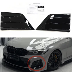 For BMW G20 LCI 330i M340i 2023-2024 M Sport Front Bumper Side Canards Spoiler Cover Gloss Black Air Vent Frame Splitter Trim