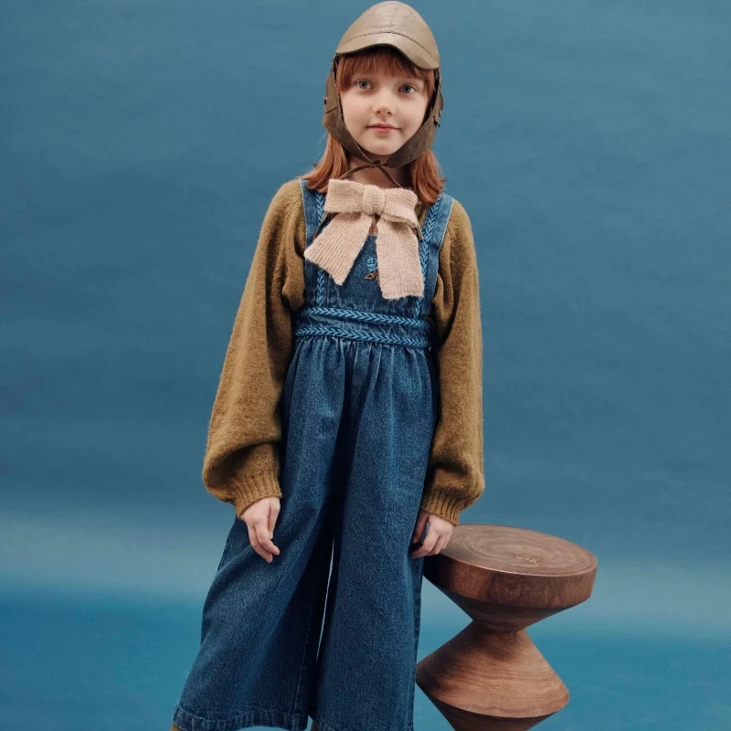 الفتيات سترة مجموعات عامة 2025 الخريف الشتاء EM العلامة التجارية تصميم محبوك أعلى الجينز السراويل للفتيات الصغيرات ملابس الزي غير رسمية #2