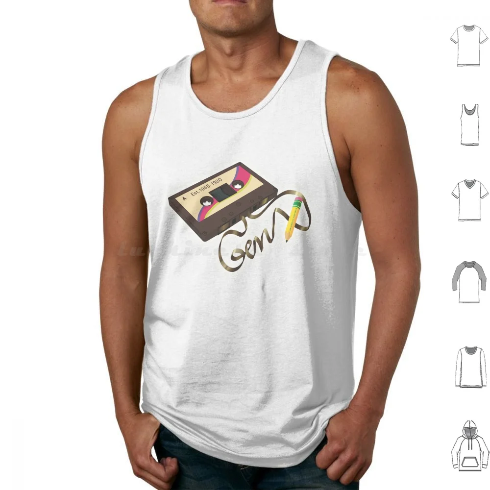 Gen X : Unwound Tank Tops Print Cotton Genx Retro Cassette Music