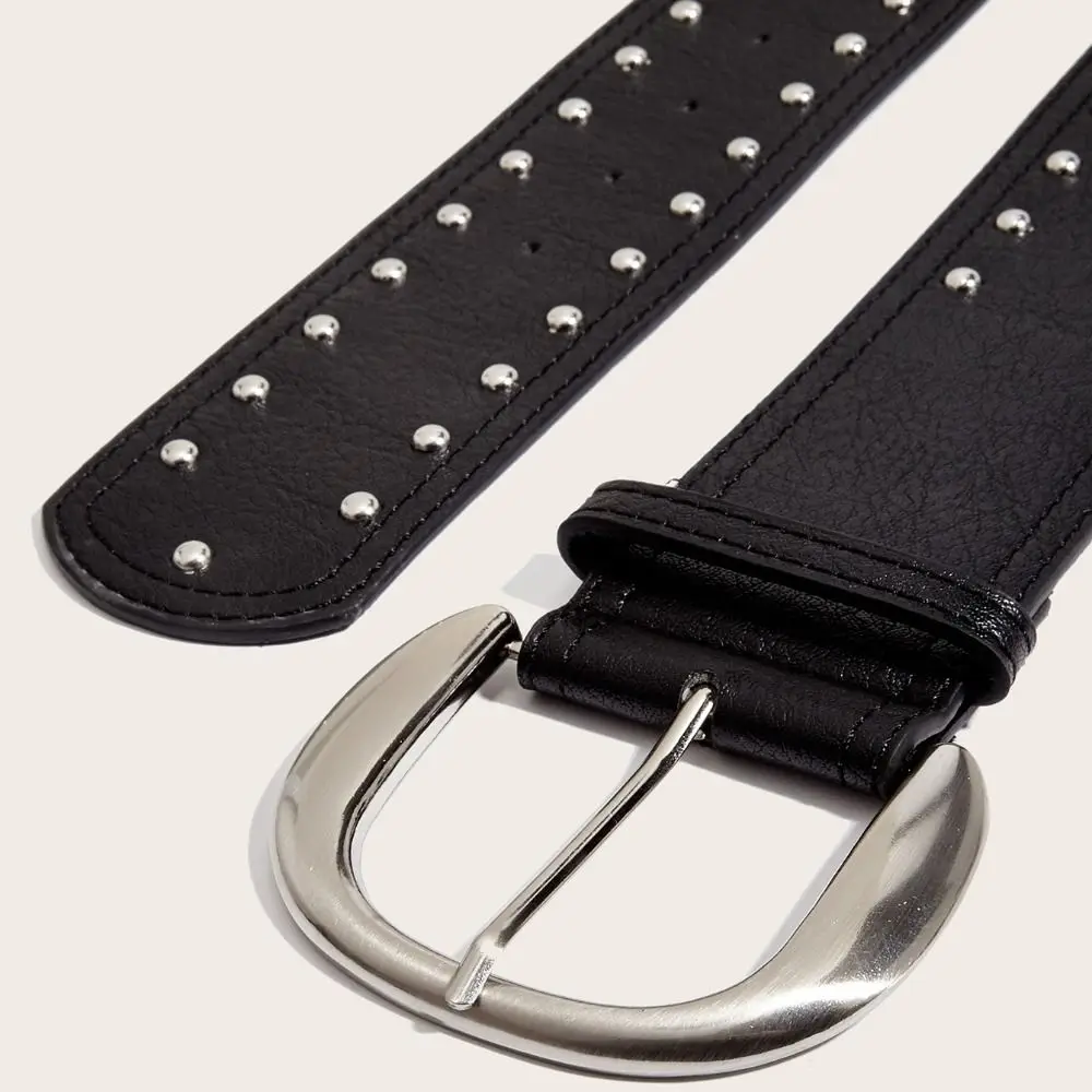 패션 헤비 듀티 리벳 와이드 벨트 Y2K 빈티지 허리 스트랩 펑크 록 하라주쿠 슬리밍 벨트 여성용