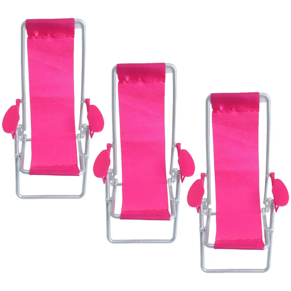 3 Pcs Mini Leisure Chair Toy Foldable Beach Miniature Lounge Prop Model Abs Simulated