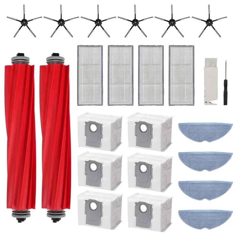 ل Roborock S7 S70 S7max T7S T7S زائد جهاز آلي لتنظيف الأتربة الملحقات الرئيسية الجانب فرشاة فلتر Hepa ممسحة الوسادة قطع الغيار-A58E