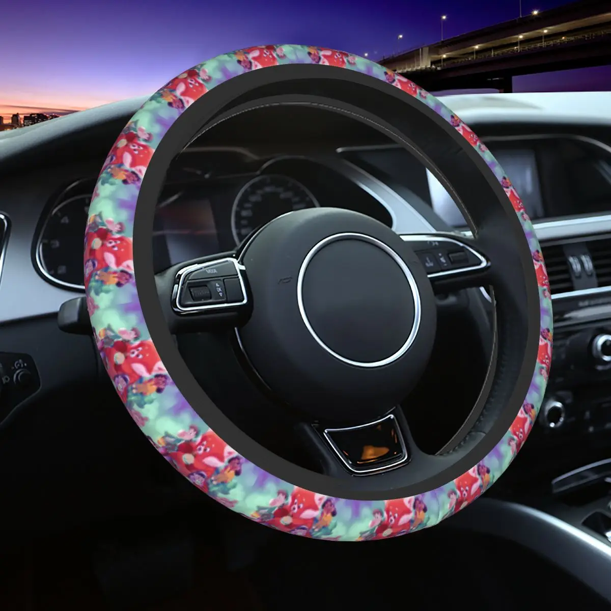 

Car Steering Wheel Cover Turnings Reds Auto Decoration Elastic Custom Automotive Supplies for 14.5-15Inches