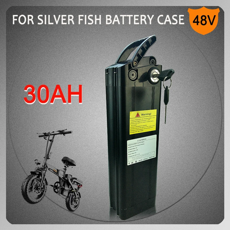 48V 30AH Lithium ion  Ebike Battery 18650 Pack for Silver Fish Style Electric Bike Battery with Aluminum Case Anti-theft Lock