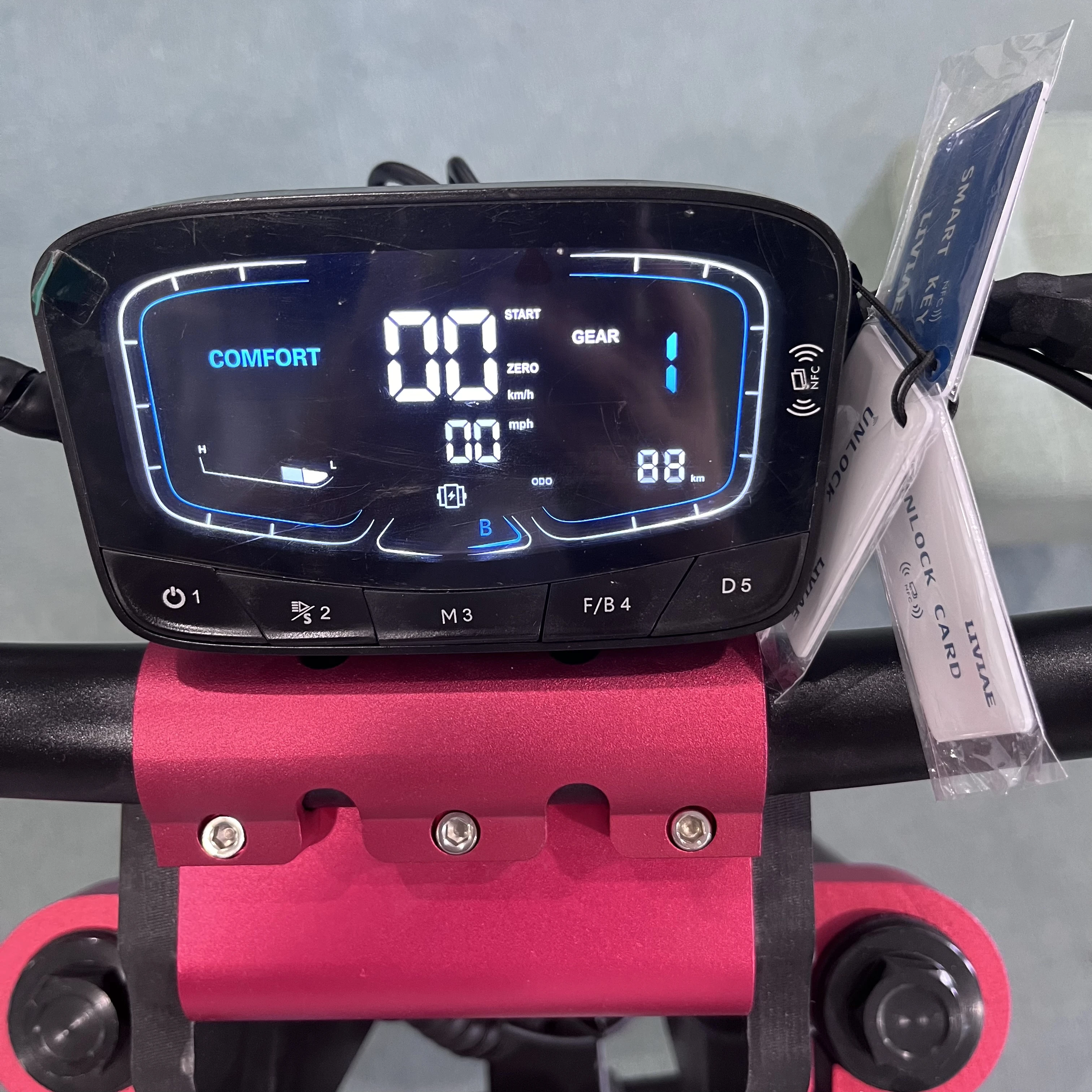 Waterproof NFC Cards LCD Big Central Screen Display Electric Scooter Speedometer For 48V 52V 60V 72V E Scooter Parts