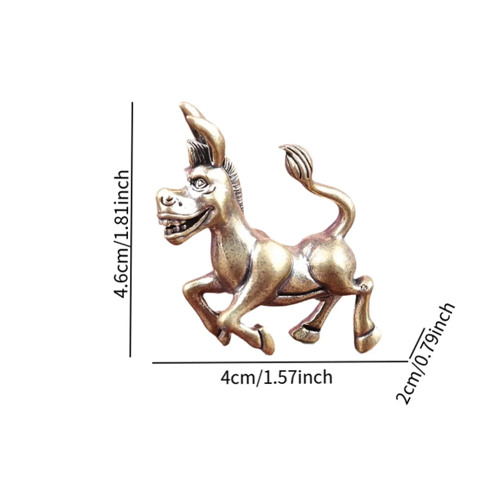 Mini Donkey Statue Brass Animal Figurine Desktop Toys Decor Animal Sculpture for Tea Table Ornament and Art Collection