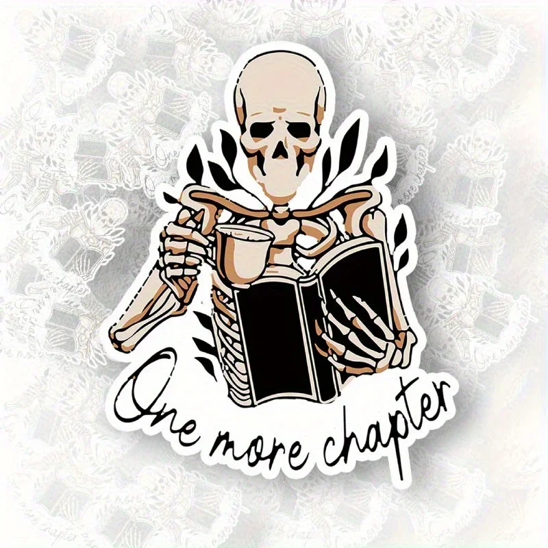 قطعة واحدة من ملصقات الهيكل العظمي الرائعة ذات الطابع الكتب - ملصق فريد من الفينيل المقاوم للماء لأجهزة الكمبيوتر المحمولة والهواتف وحقائب الظهر والكتب والأدبية