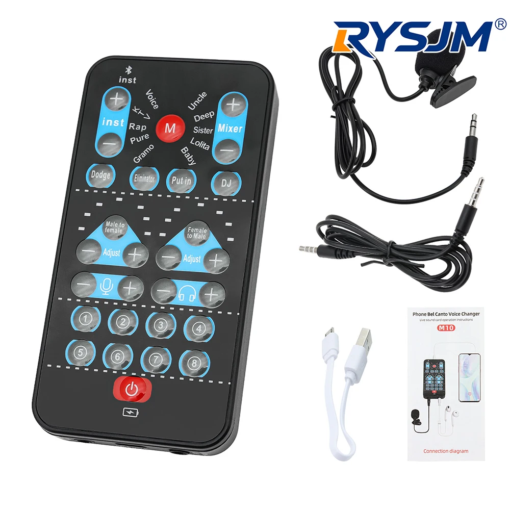 M10 Voice Changer Device Karaoke Function Male Female Voice Switch Universal Portable Sound Changer Card Fine Tuning for Live