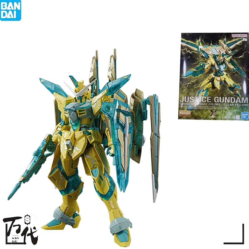 BANDAI GENUINE ANIME MG 1/100 JUSTICE GUNDAM [CROSS CONTRAST COLORS / CLEAR YELLOW] MODEL TOYS ACTION FIGURE GIFTS COLLECTIBLE