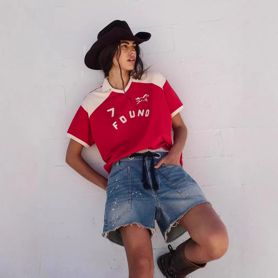 2026 New Casual Corns Drawstring Multi-pocket Loose Denim Shorts Women