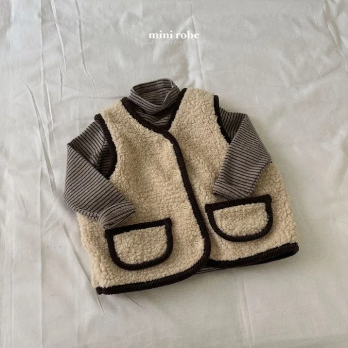 Boys and Girls Plush Vests Infants and Young Children Autumn and Winter Clothes Korean Baby Plush Thick Outer Vest