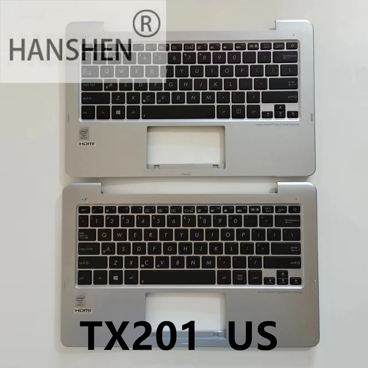 Imagem -04 - Hanshen us Novo Teclado com Prata c Capa para Laptop Asus Tx201 Tx201l Tx201la Palmrest Case Superior