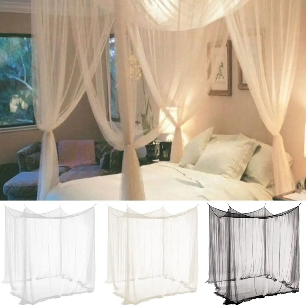 Sexy Mosquito Net Palace Four Door King/Queen Double Size Home Single Bed Prevent Insect Outdoor Square Grace White Canopy Net