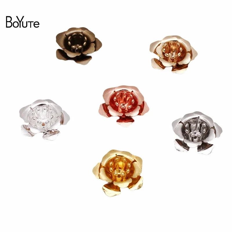 

BoYuTe (50 Pieces/Lot) 15*7MM Three-Layer Metal Brass Flower Materials Factory Supply Diy Handmade Jewelry Accessories Parts