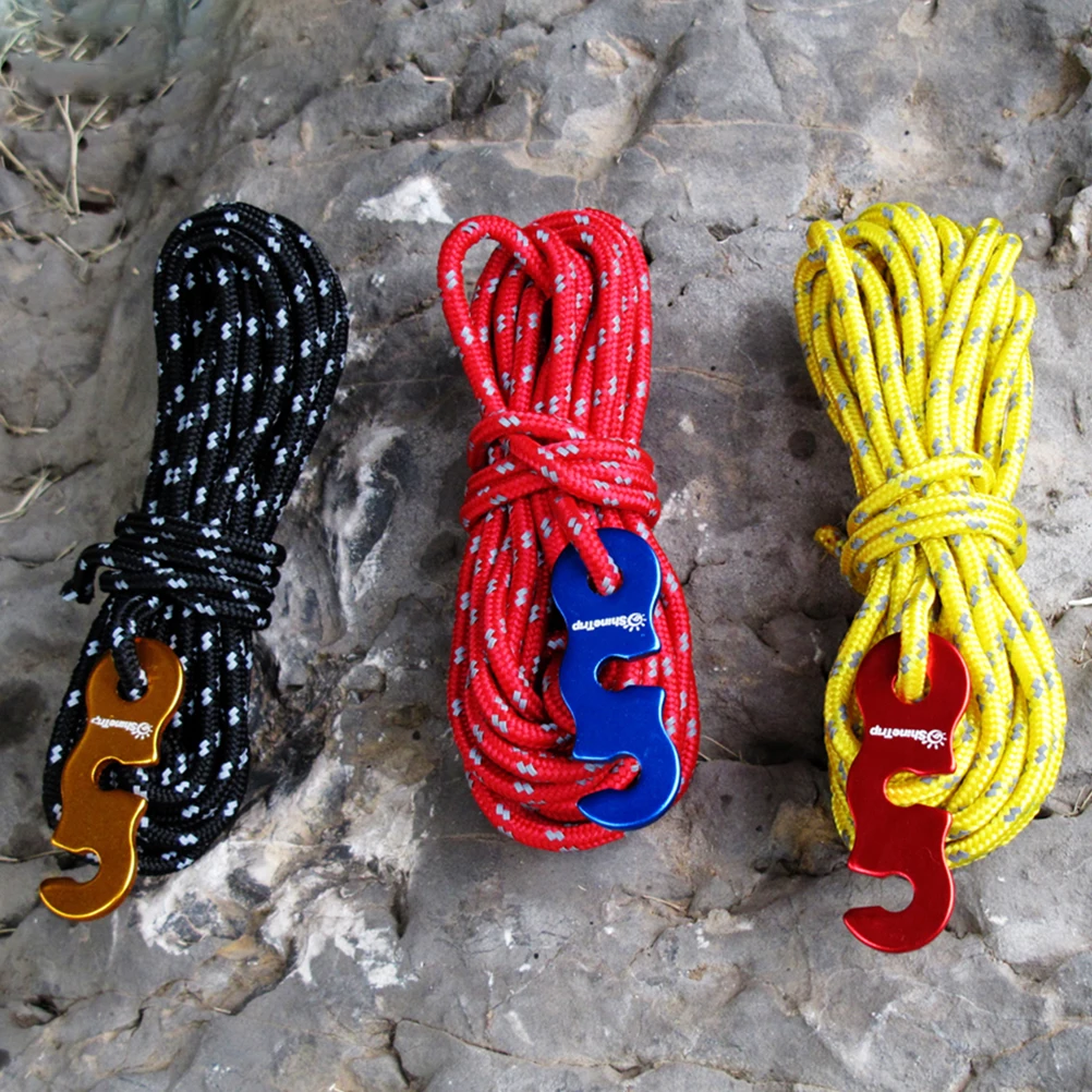 

4 pcs 3Mm Tent Reflective Rope Wind Rope Hook Camping Cord Guy Line Nylon Strong Flexible For Outdoor Camping Hiking