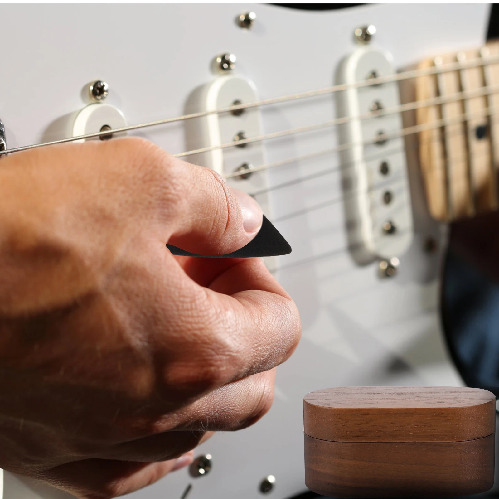 

Wooden Guitar Pick Storage Box Durable Picks Organizer Case Portable Travel Container Thick Wear Resistant Multi Function Guitar