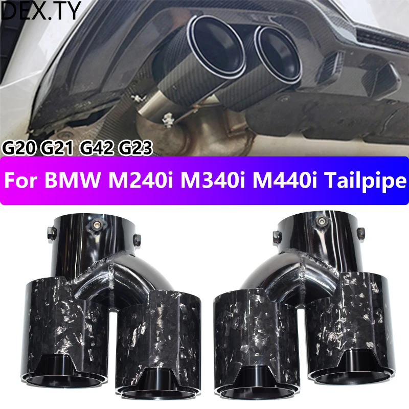 For 2019 to 2024 BMW G23 M440i G20 G21 M340i G42 M240i Exhaust Pipe Upgrade Carbon Fiber Black M Muffler Tip Nozzle