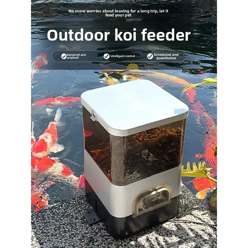 Outdoor intelligent fish feeder, large-capacity fish food feed automatic feeder, special timing feeder for koi fish pond