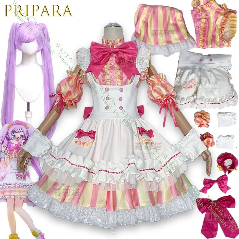 

Maid Lolita PriPara Laala Manaka Cosplay Costume Full Set Anime Game Character Roleplay Outfit for Women Halloween