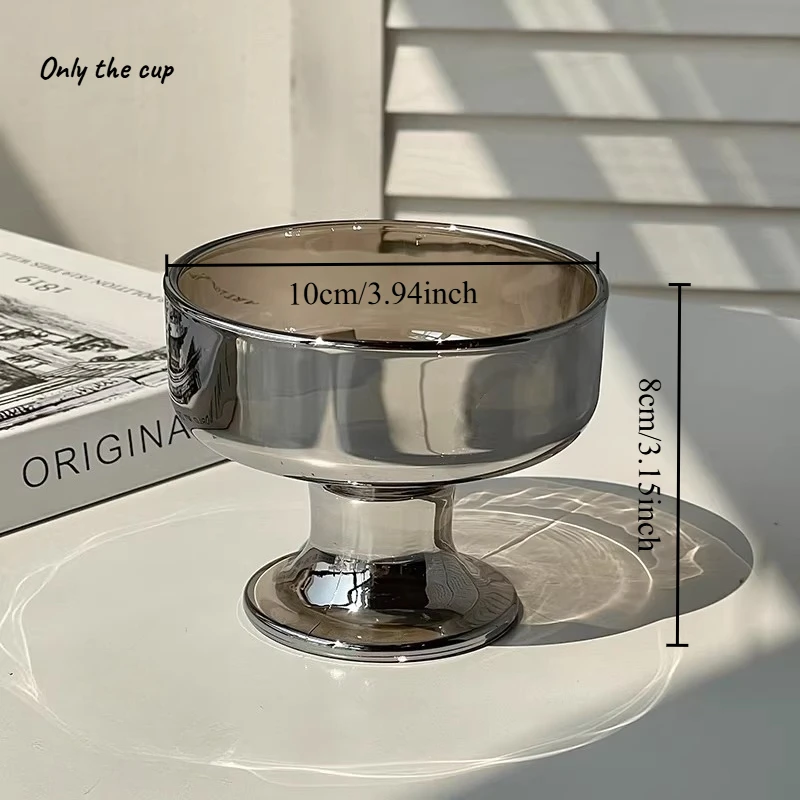 1pcs Ins Style Dessert Bowl High Aesthetic Glass High Footed Cup Home Ice Cream Ice Cream Pudding Fruit Bowl Yogurt Cup view 6