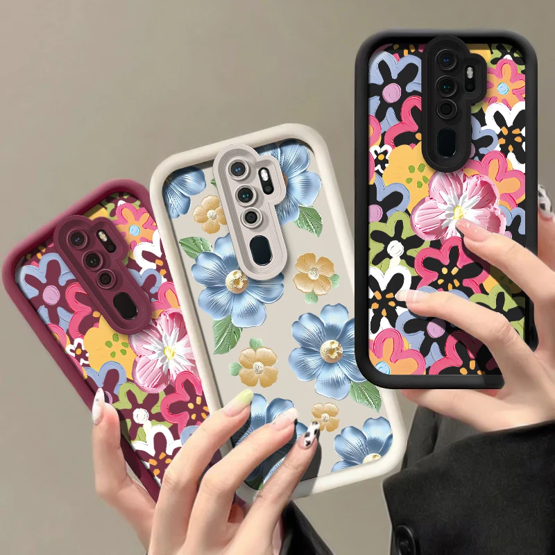 Casing Ponsel Motif Bunga Lucu untuk OPPO A60 A54 A74 A38 A53 A52 A33 A32 A92S A72 A73 A76 A57 A55 Penutup Matte Tahan Benturan TPU Lembut