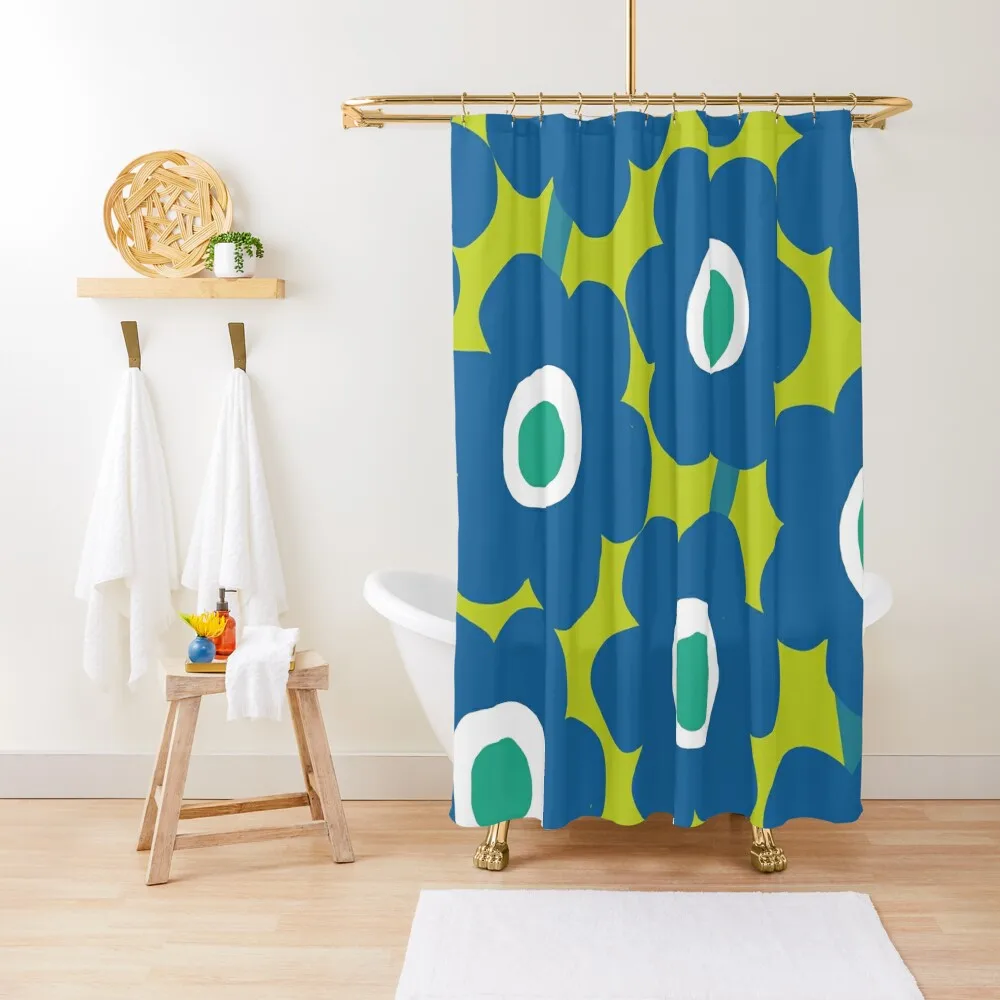 

Iconic Modern Scandinavian Garden in Blue and Green Shower Curtain Bathroom Shower Shower For Bathrooms Curtain