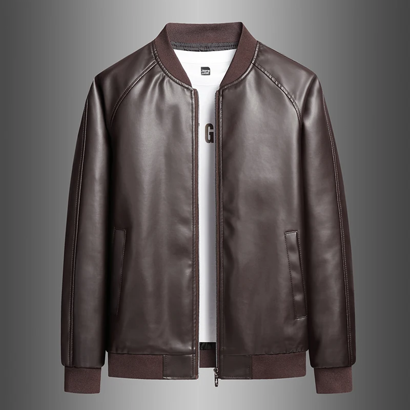 Men's Faux Leather Jacket Spring Autumn Fashion Trendy Business Casual Coat Daily Commuter Streetwear Urban Travel Home Leisure