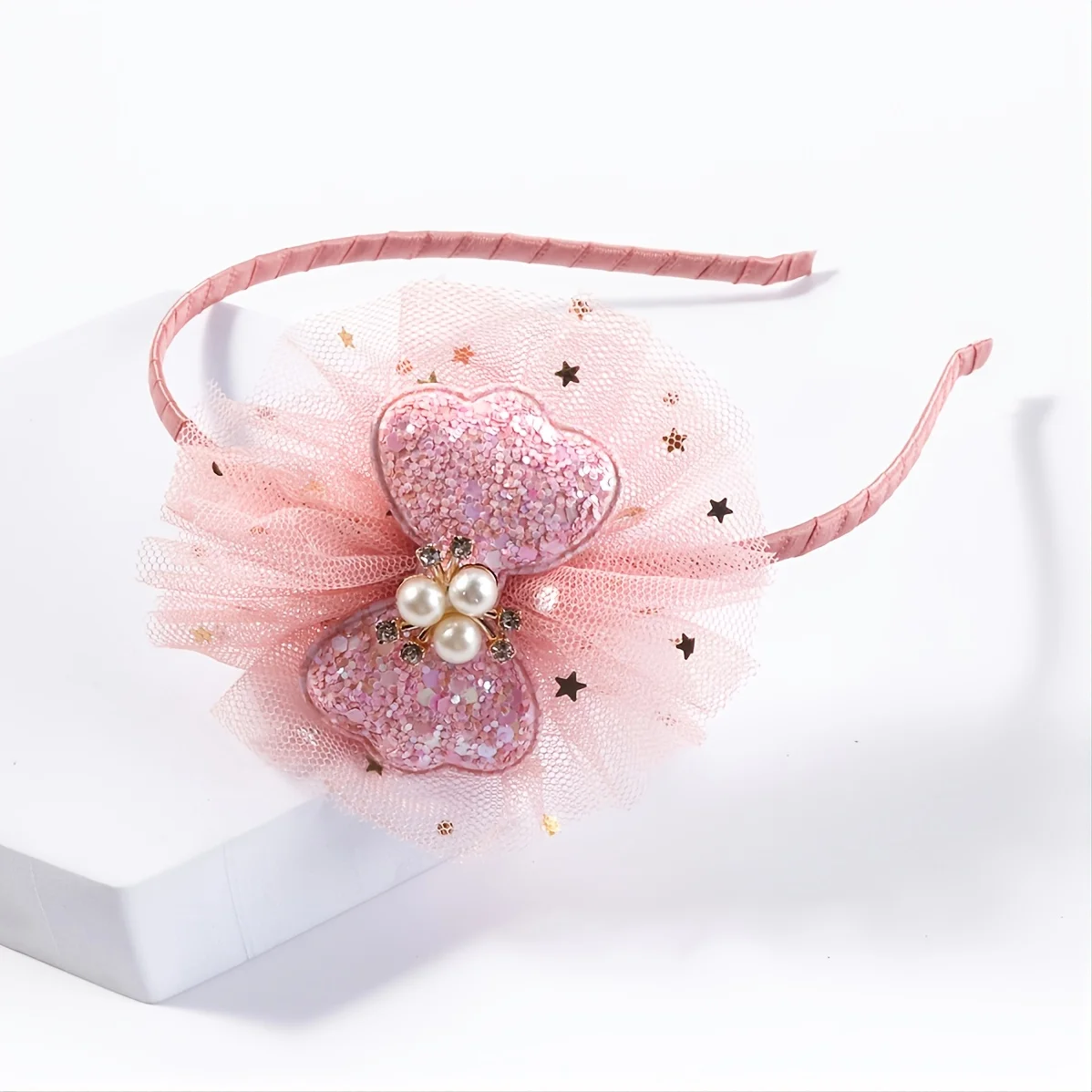 

1 принцесса сыпучий песок Блестящий сетчатый Бант Со Стразами темпераментная повязка на голову