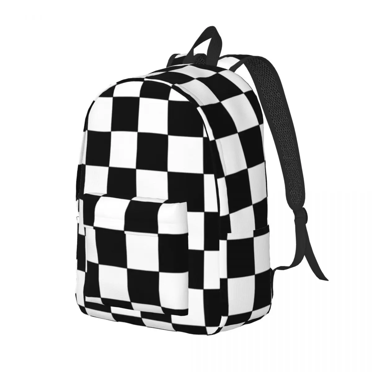 Checkered Black And White Student Backpack School Bag Hiking Travel Daypack for Men Women Fashion Bookbag Shoulder Bags