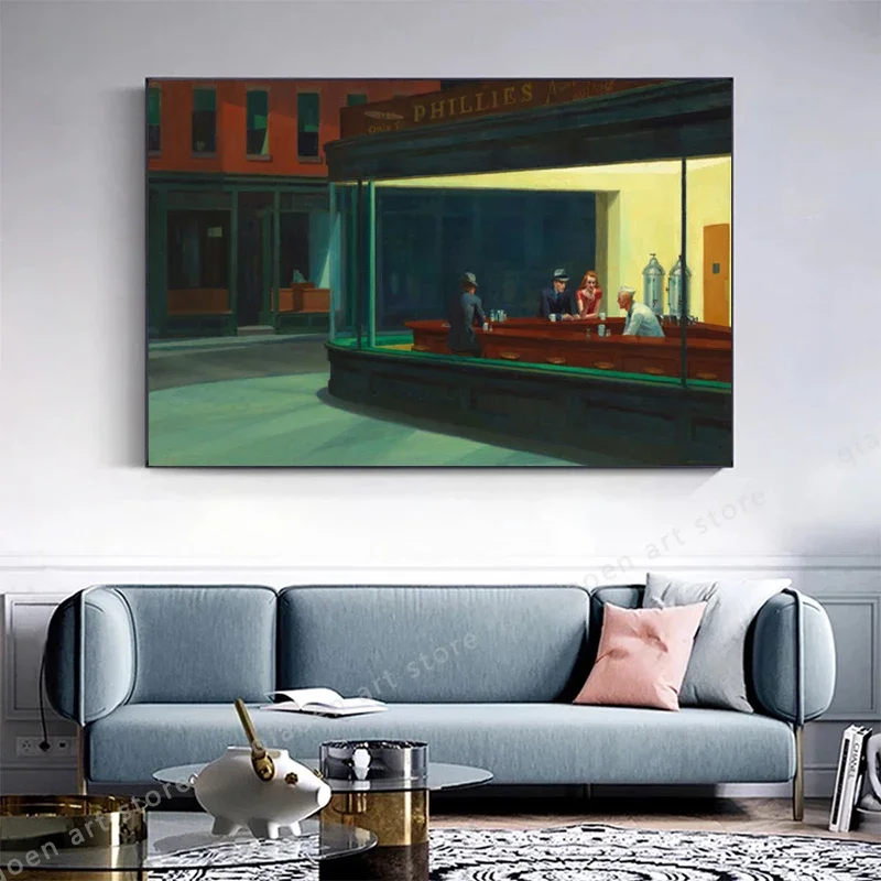 Edward Hopper Famous Abstract Canvas Painting Posters Prints Modern Wall Art Picture for Living Room Interior Home Decor Cuadros