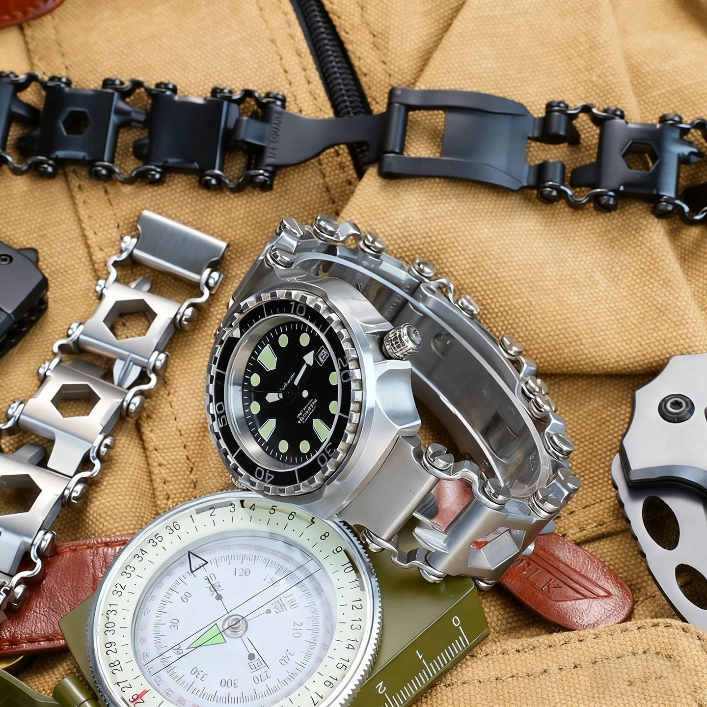 أداة متعددة الوظائف سوار فقي سوار الفولاذ المقاوم للصدأ الترباس سائق أدوات عدة ودية يمكن ارتداؤها الدراجة أداة خارجية متعددة المهام