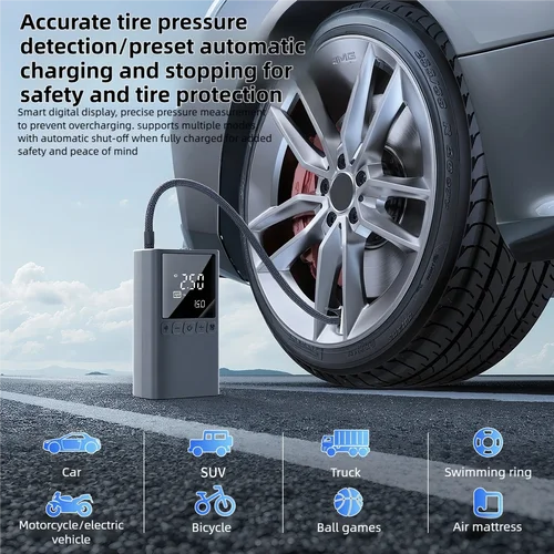 Imagen 2 del producto TINSOL Bomba de aire portátil para bicicleta eléctrica Inflador de neumáticos inalámbrico de 150PSI adecuado para bicicletas, pelotas, motocicletas y automóviles
