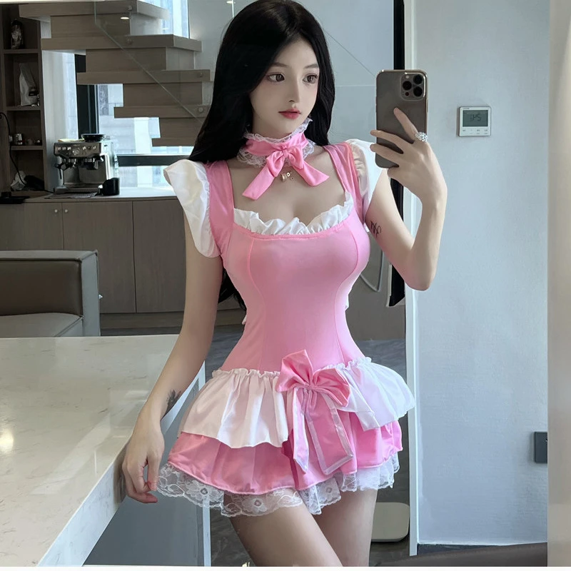 2023 New Girls Pink Cute Lolita Maid Costumes Women Lovely Maid Cosplay Costume Animation Show Japanese Outfit Dress Clothes